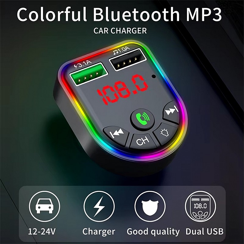 Автомобилен Bluetooth FM трансмитер с двойно USB зарядно