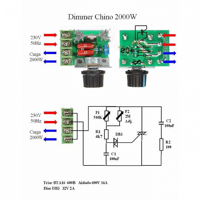 Димер 220V 2000W, фазов регулатор