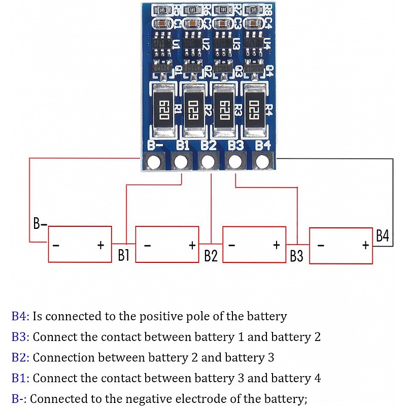 BMS балансираща платка за литиево-йонни батерии 4S 16.8V