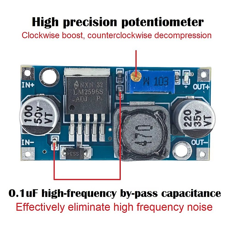 DC-DC понижаващ модул LM2596 от 3-46V към 1.25-35V