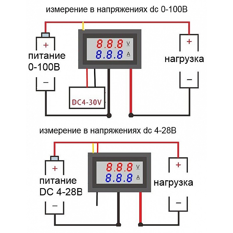 Цифров панелен волт амперметър 10А 100VDC